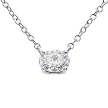 Load image into Gallery viewer, 14K White Gold 1/2 Cttw Lab Grown Oval Shape Solitaire Diamond East West 18" Pendant Necklace (E-F Color, VS1-VS2 Clarity)