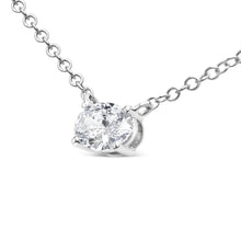 Load image into Gallery viewer, 14K White Gold 1/2 Cttw Lab Grown Oval Shape Solitaire Diamond East West 18" Pendant Necklace (E-F Color, VS1-VS2 Clarity)