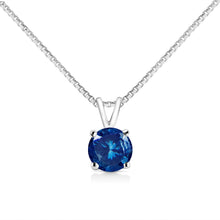 Load image into Gallery viewer, 14K White Gold 1/4 Cttw Round Brilliant Cut Lab Grown Blue Diamond 4-Prong Solitaire Pendant Necklace (Blue Color, VVS2-VS1 Clarity) - 18"