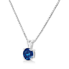 Load image into Gallery viewer, 14K White Gold 1/4 Cttw Round Brilliant Cut Lab Grown Blue Diamond 4-Prong Solitaire Pendant Necklace (Blue Color, VVS2-VS1 Clarity) - 18"