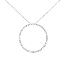 Load image into Gallery viewer, .925 Sterling Silver 4 cttw Prong Set, Round-Cut Diamond Open Circle Hoop 18" Pendant Necklace (J-K Color, I1-I2 Clarity)