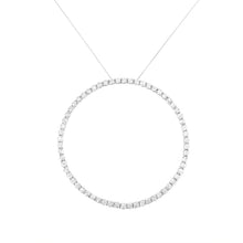 Load image into Gallery viewer, .925 Sterling Silver 5.0 Cttw Prong Set Round-cut Diamond Open Circle Hoop 18" Pendant Necklace (I-J Color, I2-I3 Clarity)