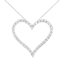 Load image into Gallery viewer, .925 Sterling Silver 3.0 cttw Round-Cut Diamond Open Heart Pendant Necklace (I-J Color, I2-I3 Clarity) - 18"