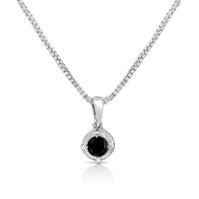 Load image into Gallery viewer, .925 Sterling Silver 3/4 Cttw Treated Blue Diamond Solitaire 18" Milgrain Pendant Necklace (Blue Color, I1-I2 Clarity)