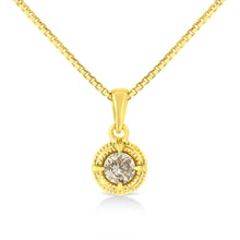 Load image into Gallery viewer, 14K Yellow Gold Plated .925 Sterling Silver 1/2 Cttw Brilliant Round Cut Diamond Solitaire Milgrain 18" Pendant Necklace (K-L Color, I2-I3 Clarity)