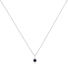 Load image into Gallery viewer, .925 Sterling Silver 3/4 Cttw Treated Blue Diamond Solitaire 18" Milgrain Pendant Necklace (Blue Color, I1-I2 Clarity)