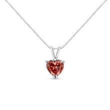 Load image into Gallery viewer, IGI Certified 14K White Gold Martini Set 1.00 Cttw Lab Grown Pink Heart Diamond Solitaire 18" Pendant Necklace (Pink Color, SI2 Clarity)