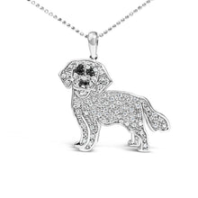 Load image into Gallery viewer, .925 Sterling Silver 1/3 Cttw White and Black Diamond Labrador Retriever Dog Pendant Necklace (I-J Color, I2-I3 Clarity) - 18" Inches