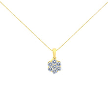 Load image into Gallery viewer, 14K Yellow Gold 1.00 Cttw Brilliant Round-Cut Diamond 7 Stone Floral Cluster 18" Pendant Necklace (H-I Color, SI2-I1 Clarity)