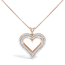 Load image into Gallery viewer, .925 Sterling Silver 1.00 Cttw Diamond Heart 18" Pendant Necklace (I-J Color, I2-I3 Clarity)