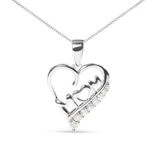 Load image into Gallery viewer, .925 Sterling Silver 1/4 Cttw Diamond "Mom" and Open Heart 18" Pendant Necklace (I-J Color, I2-I3 Clarity)