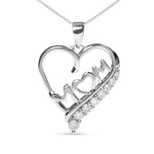 Load image into Gallery viewer, .925 Sterling Silver 1/4 Cttw Diamond "Mom" and Open Heart 18" Pendant Necklace (I-J Color, I2-I3 Clarity)