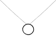 Load image into Gallery viewer, .925 Sterling Silver 4.0 Cttw Black Diamond Open Hoop Circle 18" Pendant Necklace (Black Color, I2-I3 Clarity)
