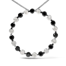 Load image into Gallery viewer, .925 Sterling Silver 1 3/4 Cttw Alternating Black and White Diamond Open Circle Hoop Pendant Necklace (H-I Color, I2-I3 Clarity) - 18" Inches
