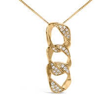 Load image into Gallery viewer, 14K Yellow Gold Plated .925 Sterling Silver 1/6 Cttw Diamond Interlocking Triple Asymmetric Circle Hoop 18" Pendant Necklace (H-I Color, I1-I2 Clarity)