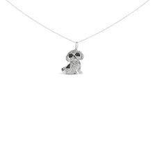 Load image into Gallery viewer, .925 Sterling Silver 1 1/4 Cttw Diamond Shih Tzu Dog Pendant Necklace 18 inch (Black and I-J Color, I2-I3 Clarity)