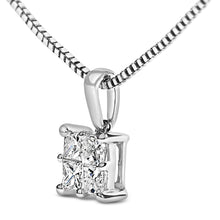 Load image into Gallery viewer, Sterling Silver 1/4 Cttw Princess Cut Diamond 4 Stone Pendant Necklace