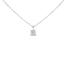 Load image into Gallery viewer, Sterling Silver 1/2 Cttw Princess-Cut Diamond 4 Stone Pendant Necklace