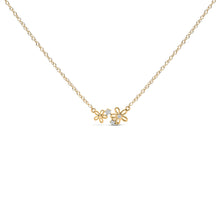 Load image into Gallery viewer, 14K Yellow Gold Plated Sterling Silver Diamond Accent Floral Pendant Necklace