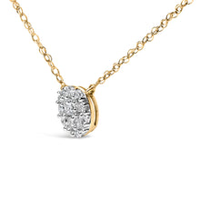 Load image into Gallery viewer, 14K Yellow Gold Plated Sterling Silver 3/8 Cttw Diamond Cluster Pendant Necklace