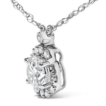 Load image into Gallery viewer, Sterling Silver 1.00 Cttw Lab Grown Diamond Oval Halo Pendant Bezel Station Necklace