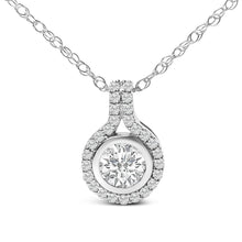 Load image into Gallery viewer, Sterling Silver 3/4 Cttw Lab Grown Diamond Halo Pendant Necklace