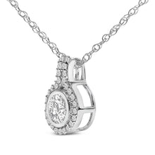 Load image into Gallery viewer, Sterling Silver 3/4 Cttw Lab Grown Diamond Halo Pendant Necklace