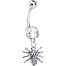 Load image into Gallery viewer, Clear CZ Gem Goth Glam Spider Dangle Belly Ring