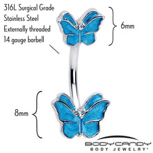 Load image into Gallery viewer, Simply Butterfly Blue Double Mount Belly Ring