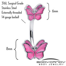 Load image into Gallery viewer, Simply Butterfly Pink Double Mount Belly Ring