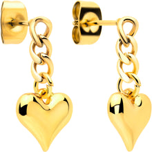 Load image into Gallery viewer, Gold Tone Chain Dangle Heart Stud Earrings
