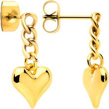 Load image into Gallery viewer, Gold Tone Chain Dangle Heart Stud Earrings