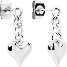 Load image into Gallery viewer, Chain Dangle Heart Stud Earrings