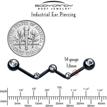 Load image into Gallery viewer, 14G Clear Gem Black Constellation Style Project Bar 32mm