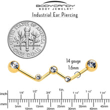Load image into Gallery viewer, 14G Clear Gem Gold Tone Constellation Style Project Bar 32mm