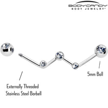 Load image into Gallery viewer, 14G Clear Gem Constellation Style Project Bar 32mm
