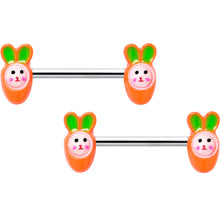 Load image into Gallery viewer, 14G 9/16 Surprise Carrot Easter Bunny Barbell Nipple Ring Set