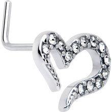 Load image into Gallery viewer, 20G 7mm Clear Gem Stylized Heart L Shape Nose Ring
