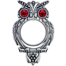 Load image into Gallery viewer, Red CZ Gem Wise Owl Screw Fit Tunnel Plug Set Available Sizes 6mm to 16mm