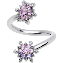 Load image into Gallery viewer, Pink CZ Gem Glam Snowflake Spiral Twister Belly Ring
