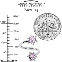 Load image into Gallery viewer, Pink CZ Gem Glam Snowflake Spiral Twister Belly Ring