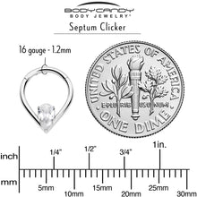 Load image into Gallery viewer, 16G CZ Stainless Steel Hinged Segment Ring with Gem Teardrop