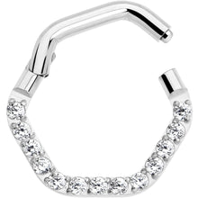 Load image into Gallery viewer, 16G 5/16 Clear CZ Gem Hexagon Shape Hinged Segment Ring