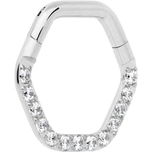 Load image into Gallery viewer, 16G 5/16 Clear CZ Gem Hexagon Shape Hinged Segment Ring