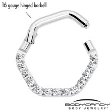 Load image into Gallery viewer, 16G 5/16 Clear CZ Gem Hexagon Shape Hinged Segment Ring