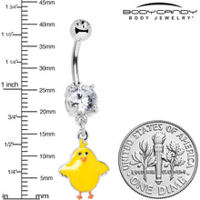Load image into Gallery viewer, Clear Gem Sweet Yellow Baby Chick Dangle Belly Ring