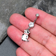 Load image into Gallery viewer, Clear Gem Moo Cow Cutie Dangle Belly Ring