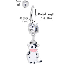 Load image into Gallery viewer, Clear Gem Moo Cow Cutie Dangle Belly Ring