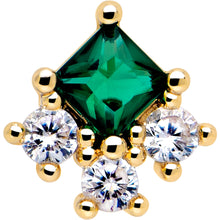 Load image into Gallery viewer, 16G 5/16 Green CZ Gem Gold Tone Rhombus Riot Flatback Stud