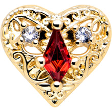 Load image into Gallery viewer, 20G 7mm Red CZ Gem Gold Tone Heart Queen L Shape Nose Ring